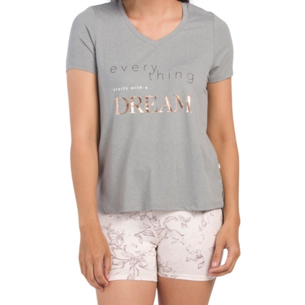 New Danskin Women's Tee & Biker Shorts Pajamas Set
